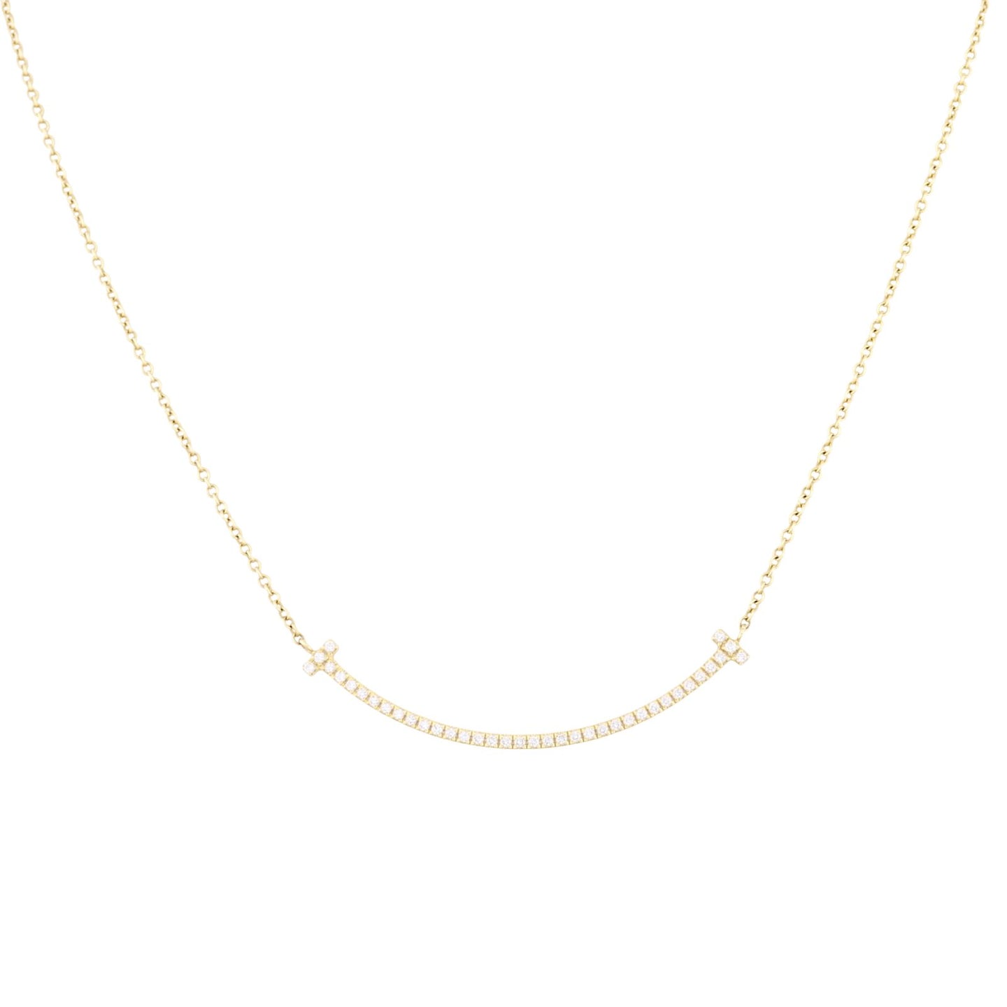 Tiffany & Co T Smile Pendant Small Diamond 18k Rose Gold Necklace