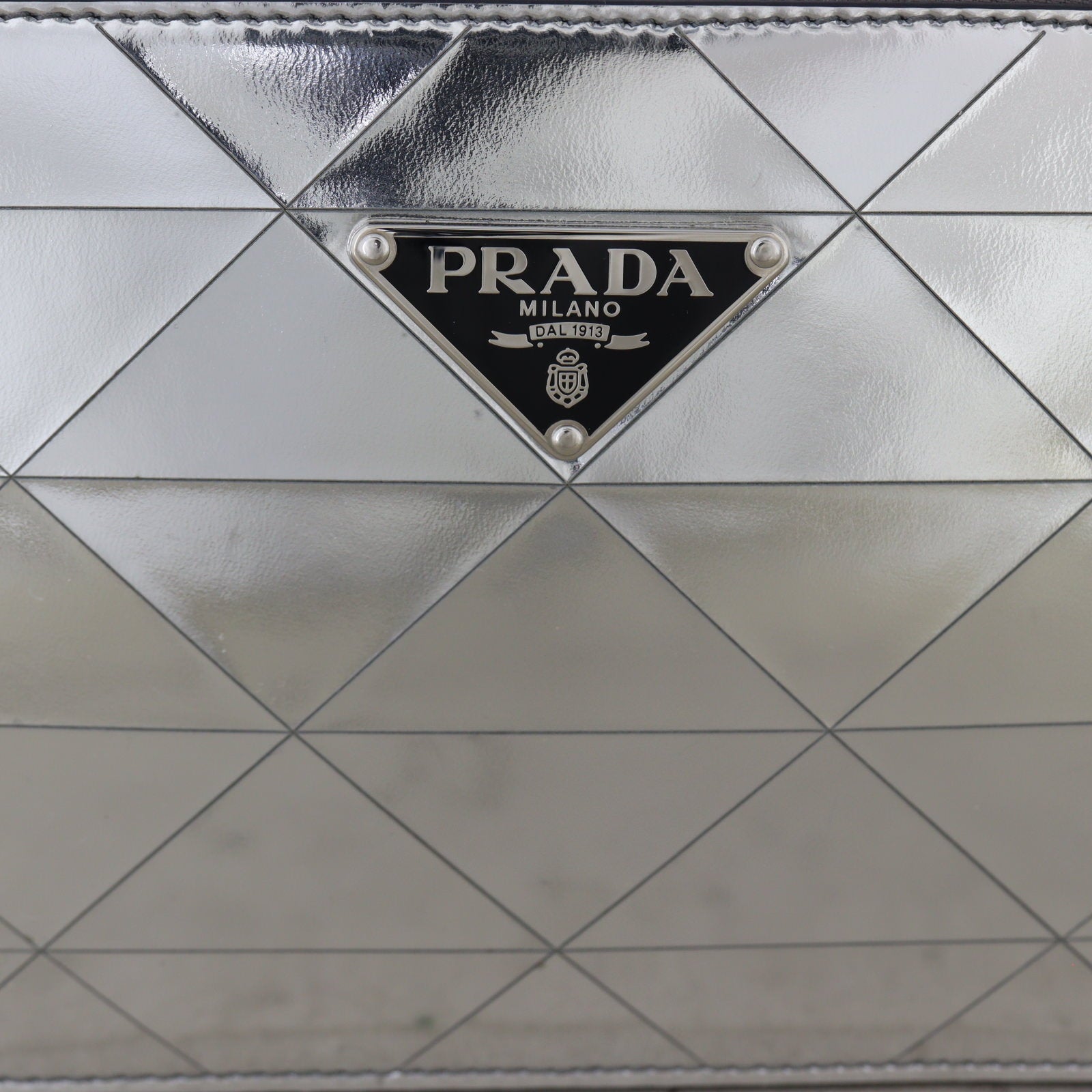 Prada Enameled Metal Triangle Shoulder Bag