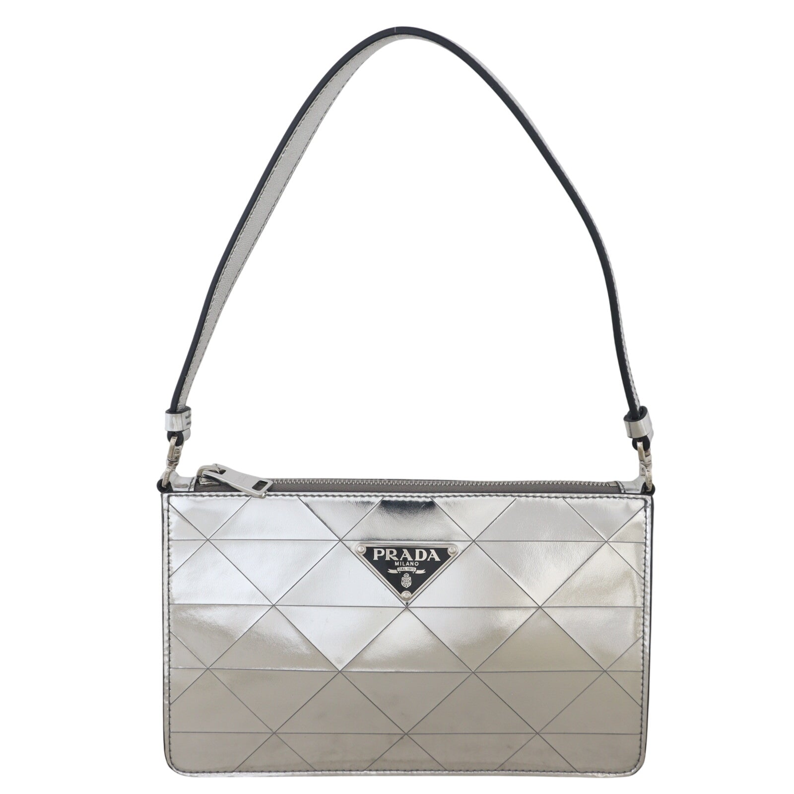 Prada Enameled Metal Triangle Shoulder Bag