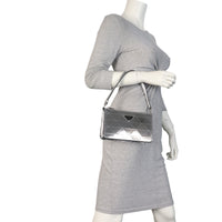 Prada Enameled Metal Triangle Shoulder Bag