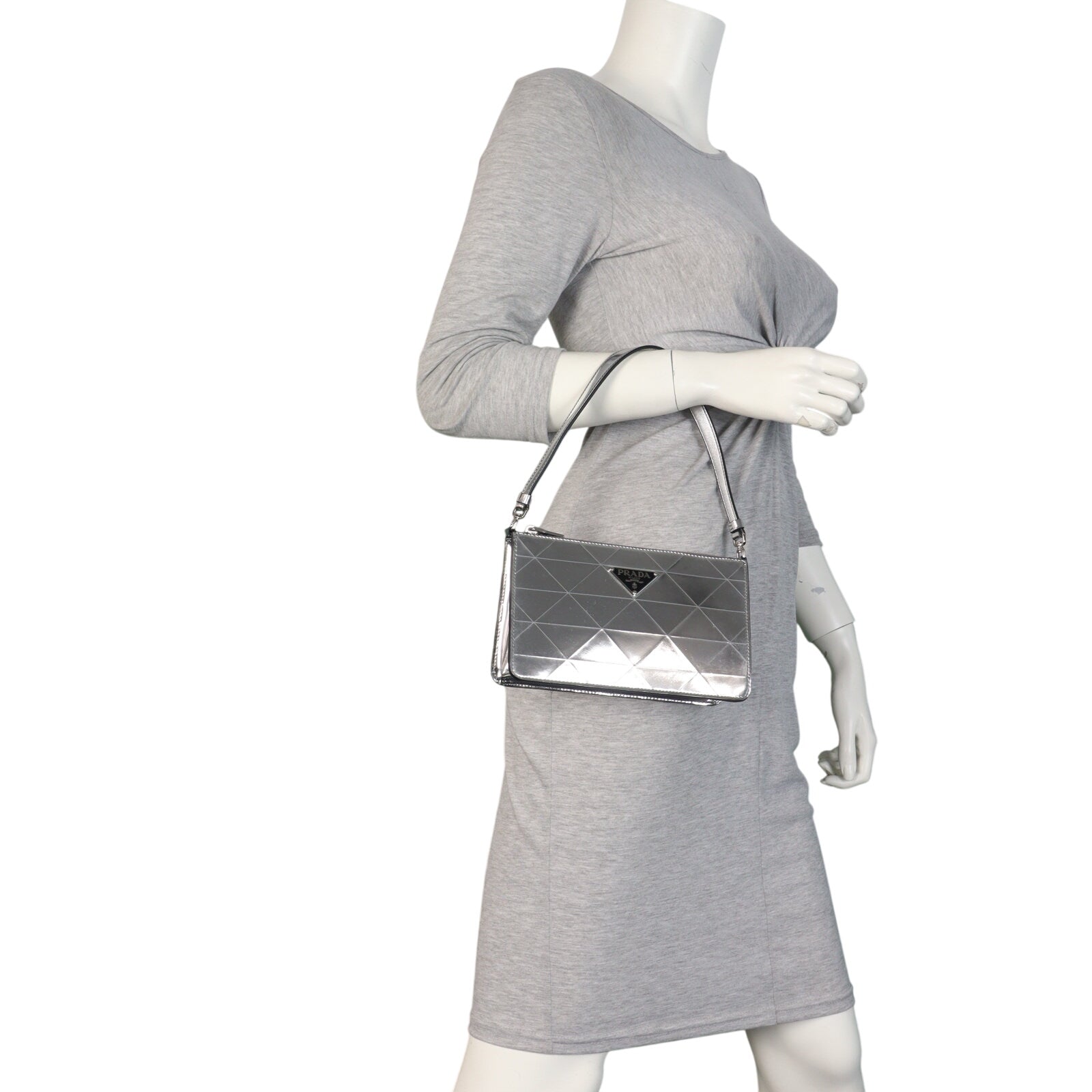 Prada Enameled Metal Triangle Shoulder Bag