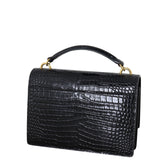 Saint Laurent Sunset Chain Wallet Croc Embossed