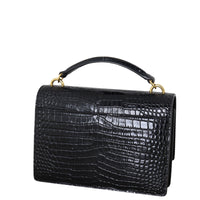 Saint Laurent Sunset Chain Wallet Croc Embossed