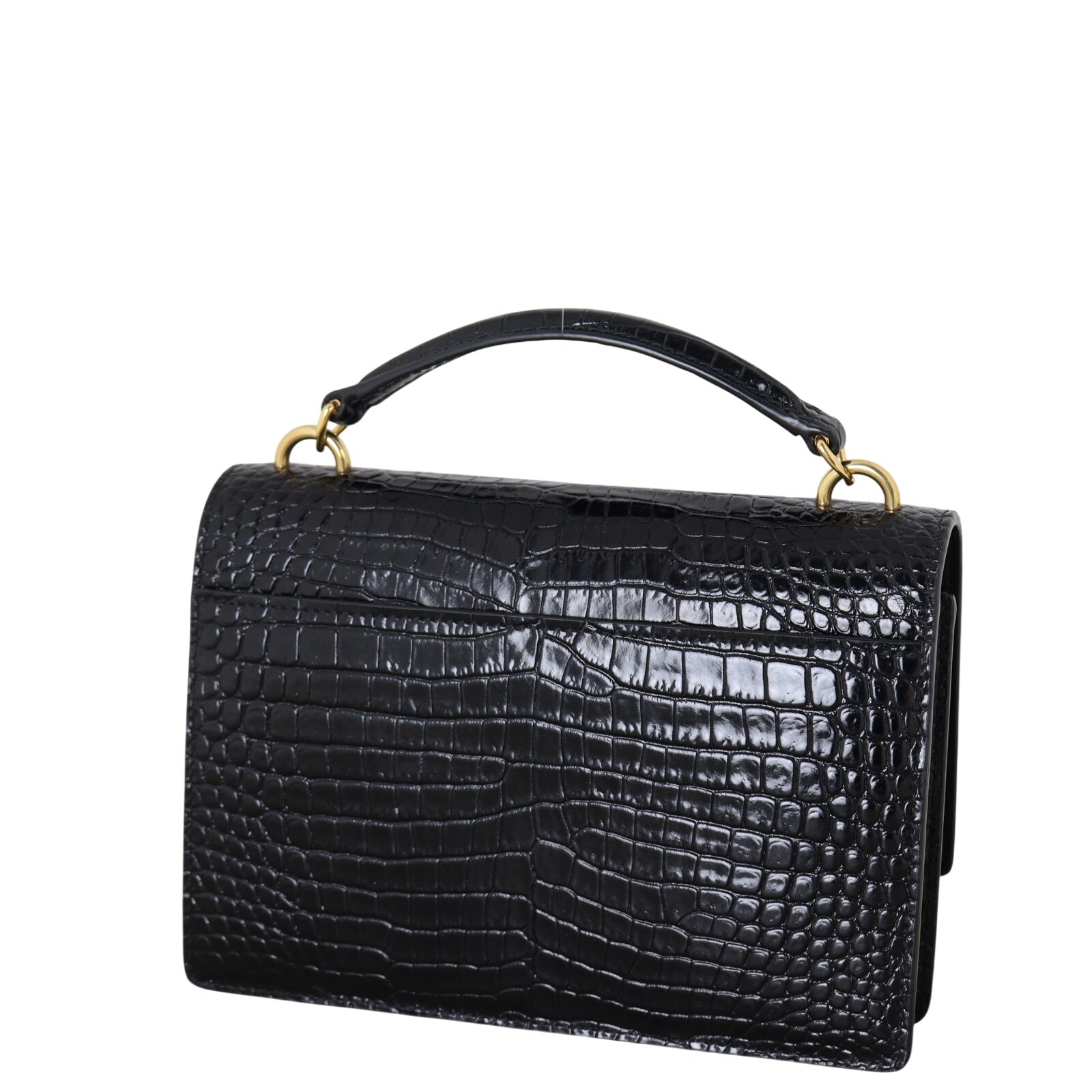 Saint Laurent Sunset Chain Wallet Croc Embossed