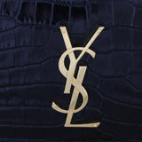 Saint Laurent Sunset Chain Wallet Croc Embossed