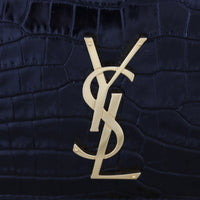 Saint Laurent Sunset Chain Wallet Croc Embossed