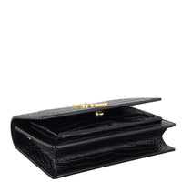 Saint Laurent Sunset Chain Wallet Croc Embossed