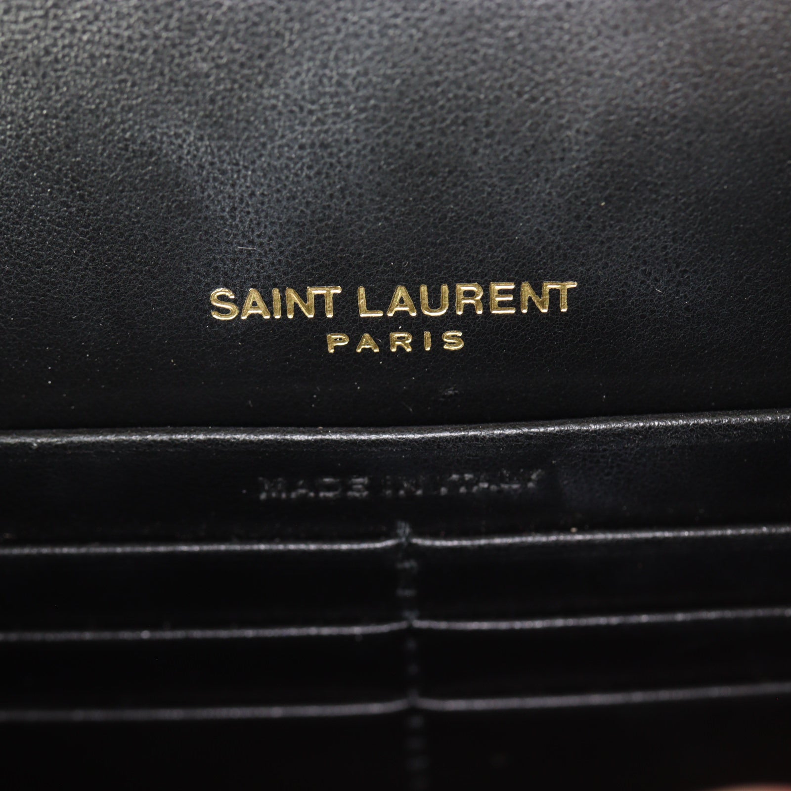 Saint Laurent Sunset Chain Wallet Croc Embossed