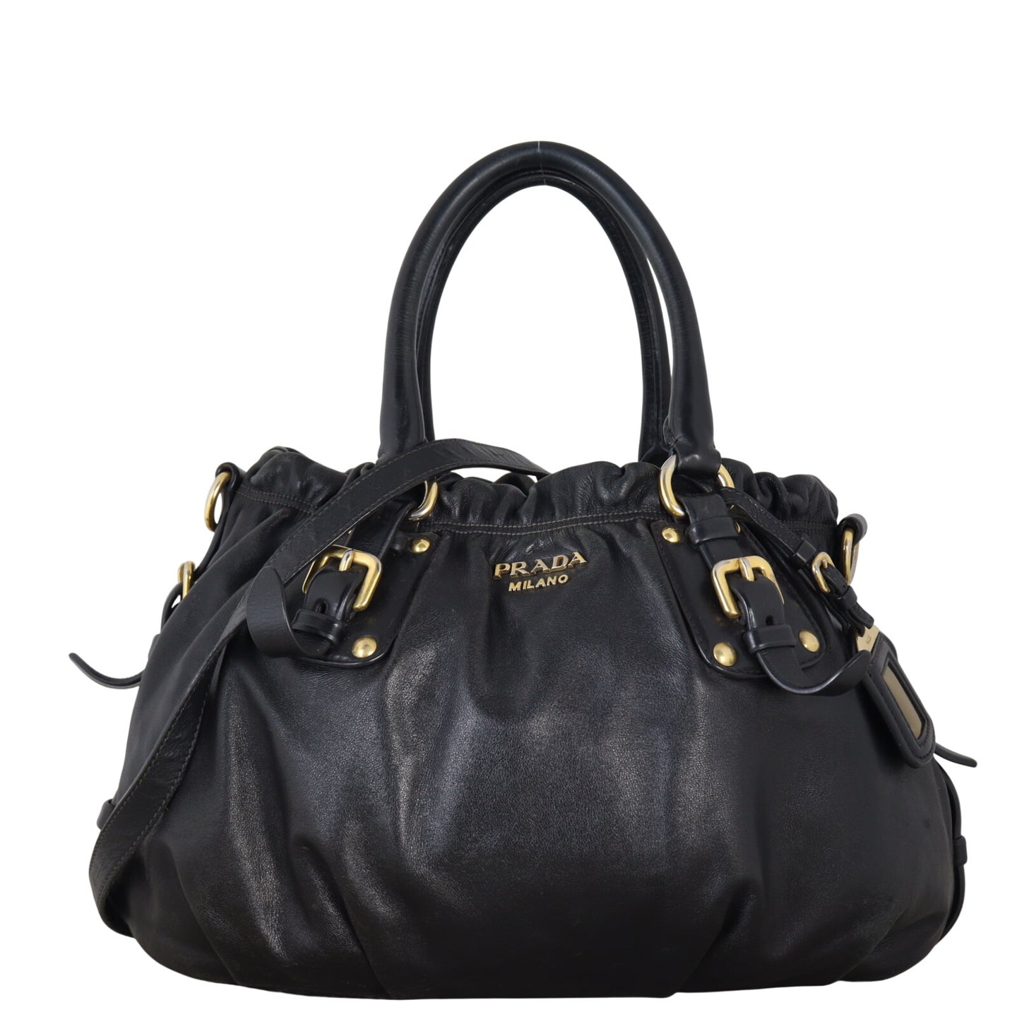 Prada Soft Calf Buckle Shopping Tote