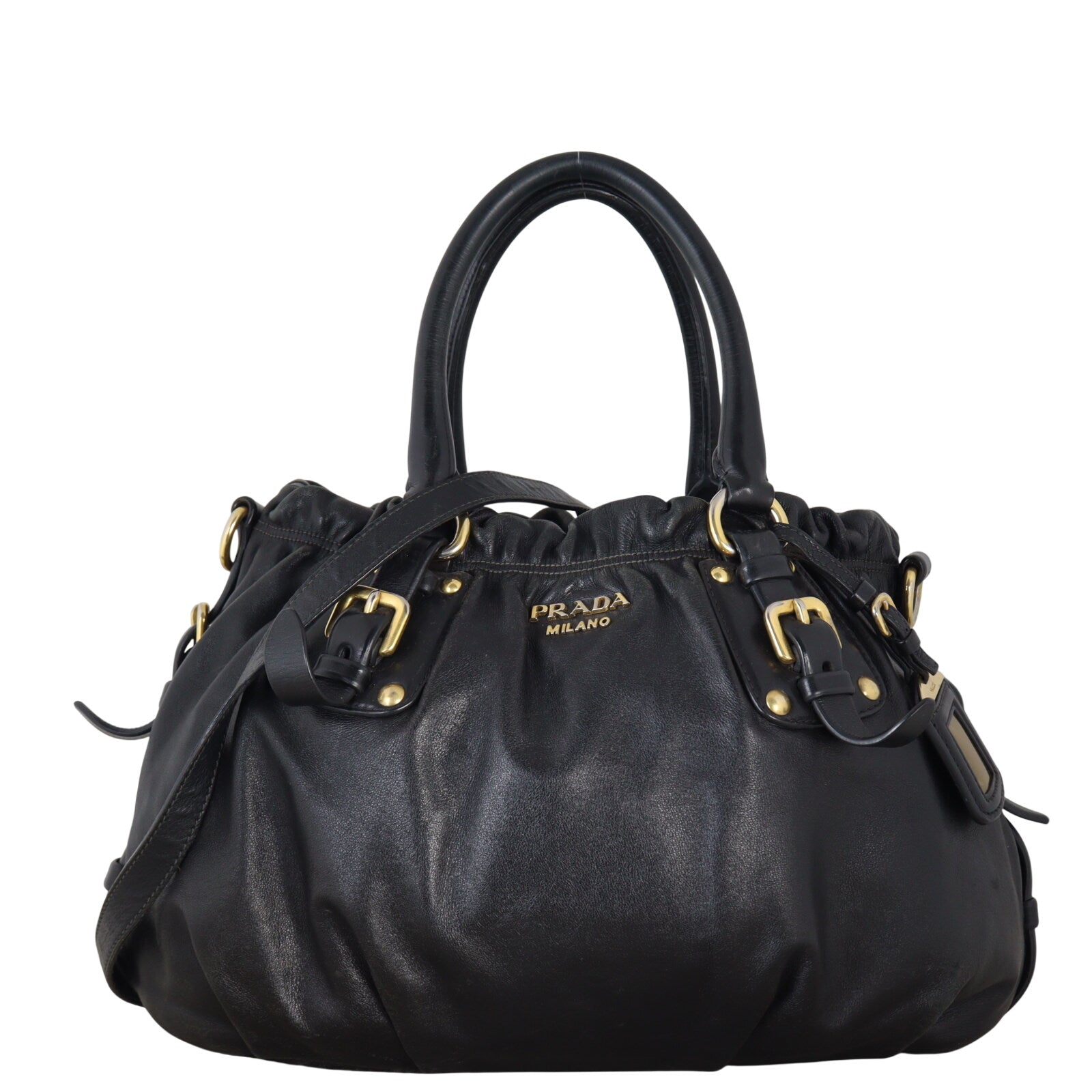 Prada Soft Calf Buckle Shopping Tote