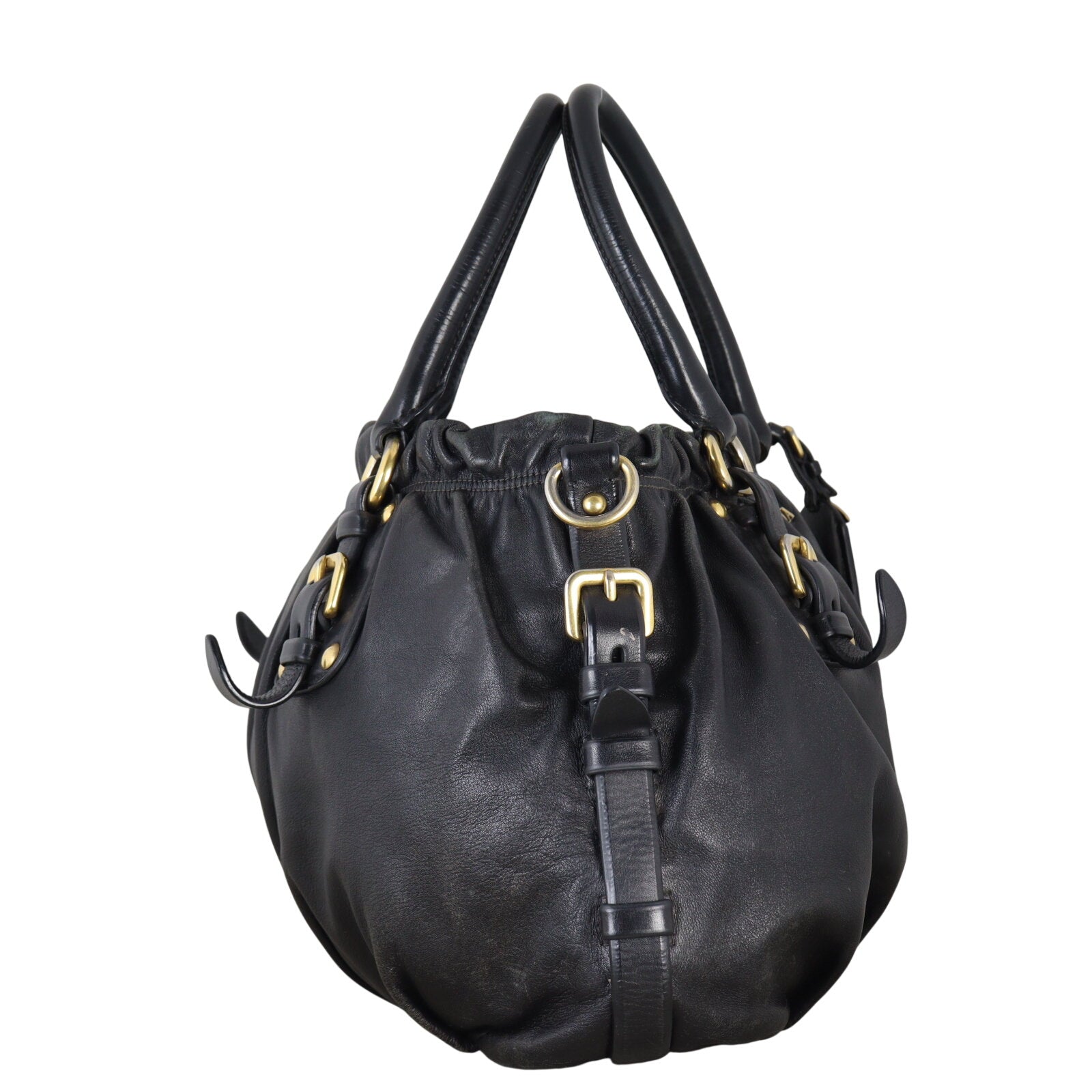 Prada Soft Calf Buckle Shopping Tote