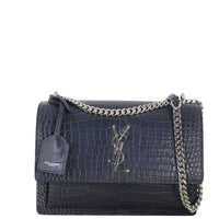 Saint Laurent Sunset Medium Croc-Embossed