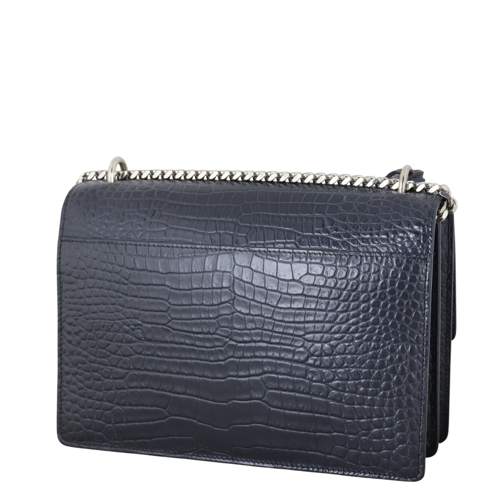 Saint Laurent Sunset Medium Croc-Embossed