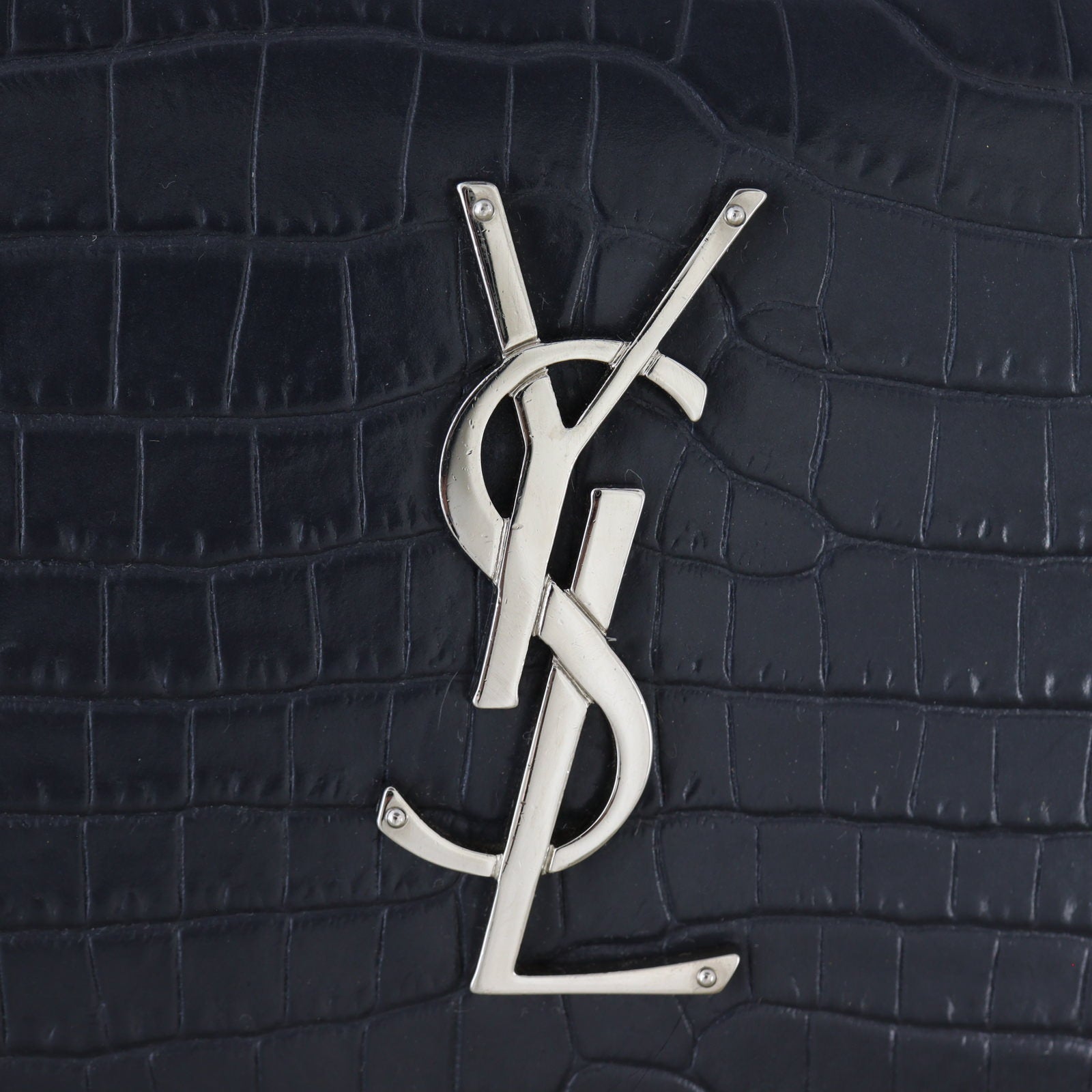 Saint Laurent Sunset Medium Croc-Embossed