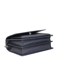 Saint Laurent Sunset Medium Croc-Embossed