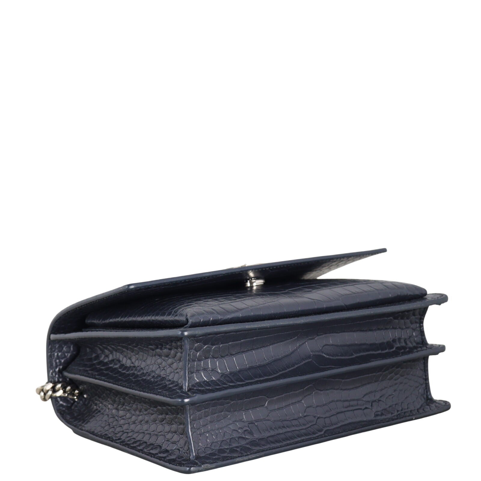 Saint Laurent Sunset Medium Croc-Embossed
