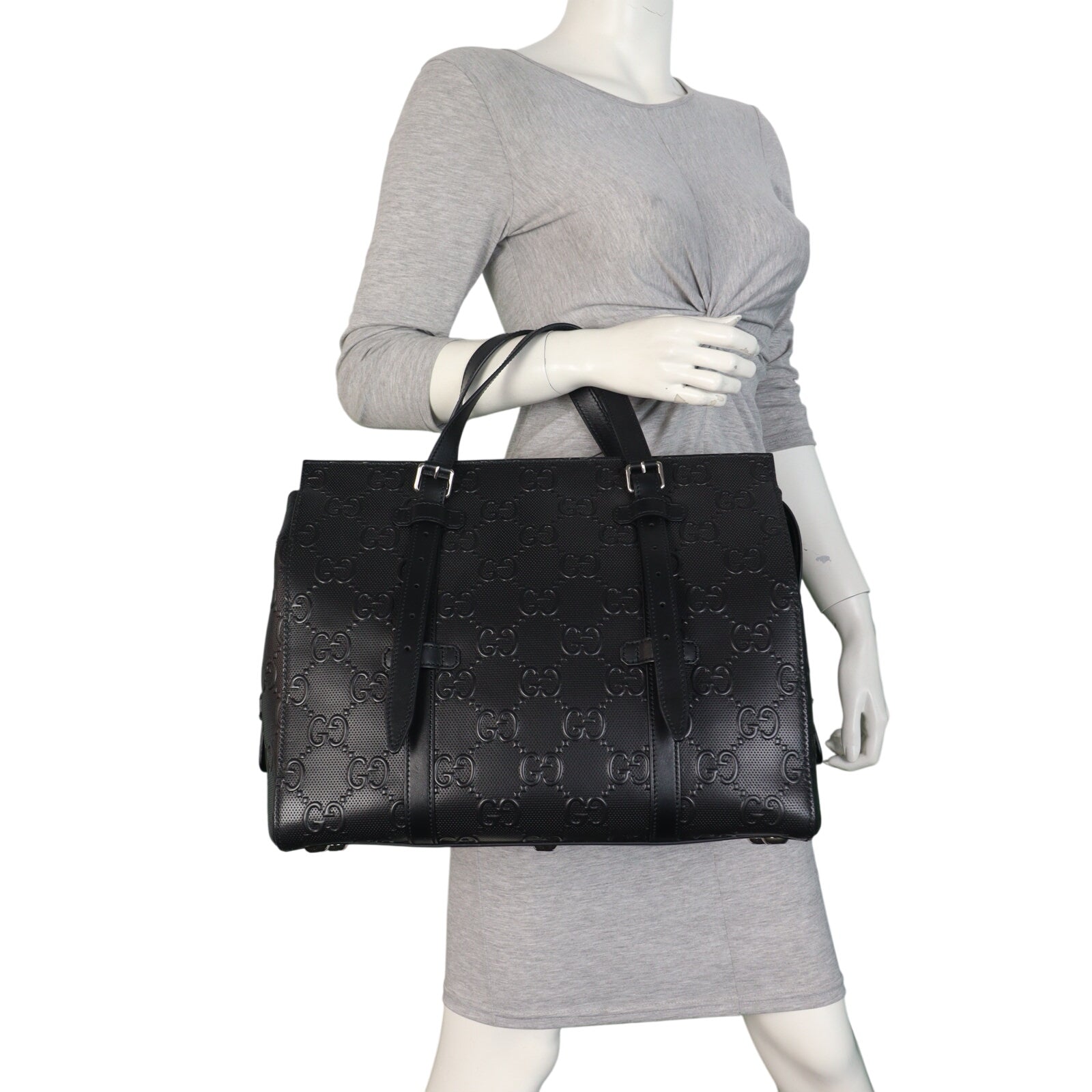 Gucci GG Embossed Perforated Leather Tote