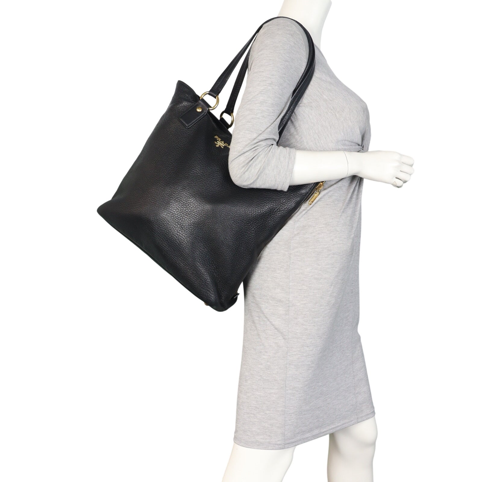 Prada Vitello Daino Side Zip Tote
