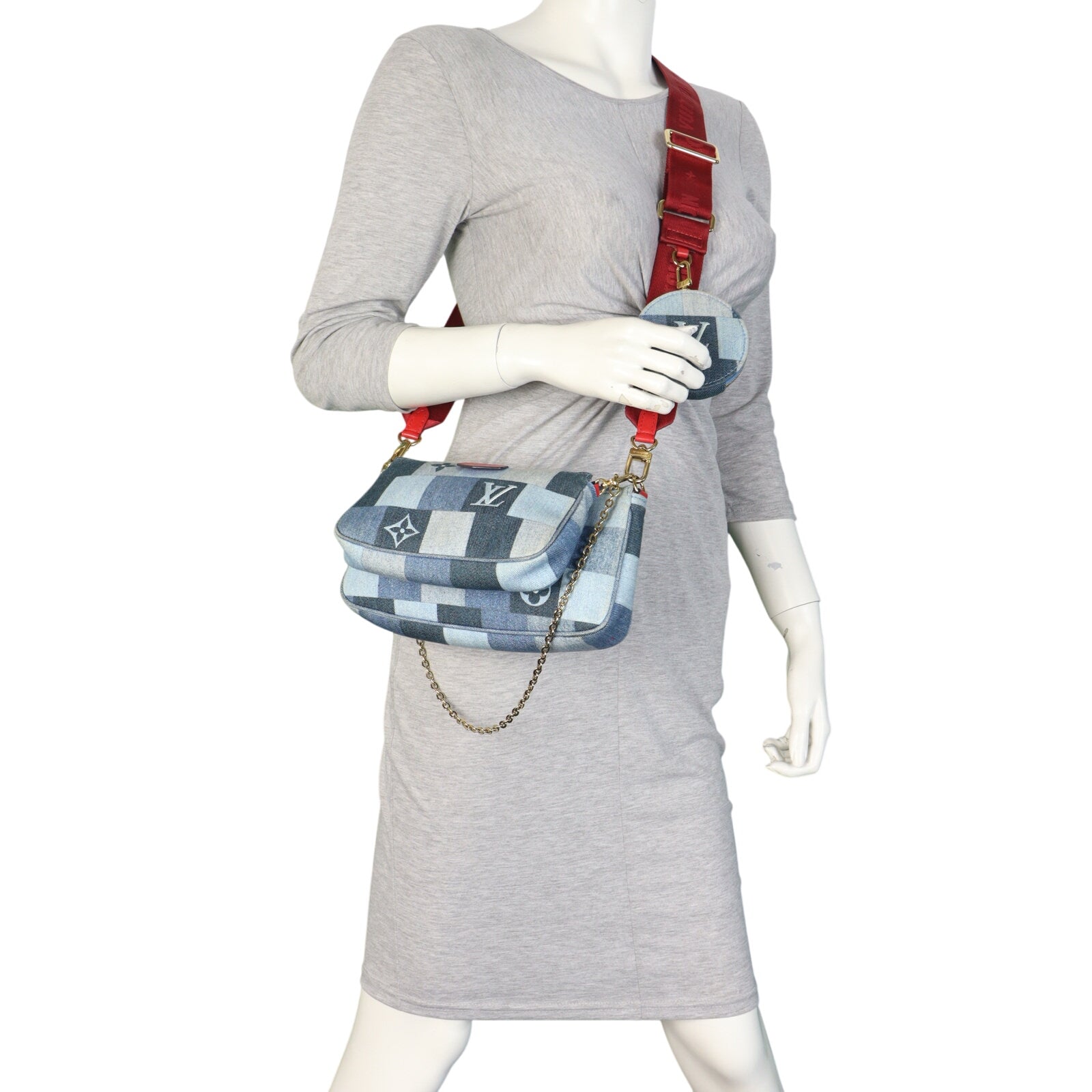Louis Vuitton Multi Pochette Accessories Denim Rouge