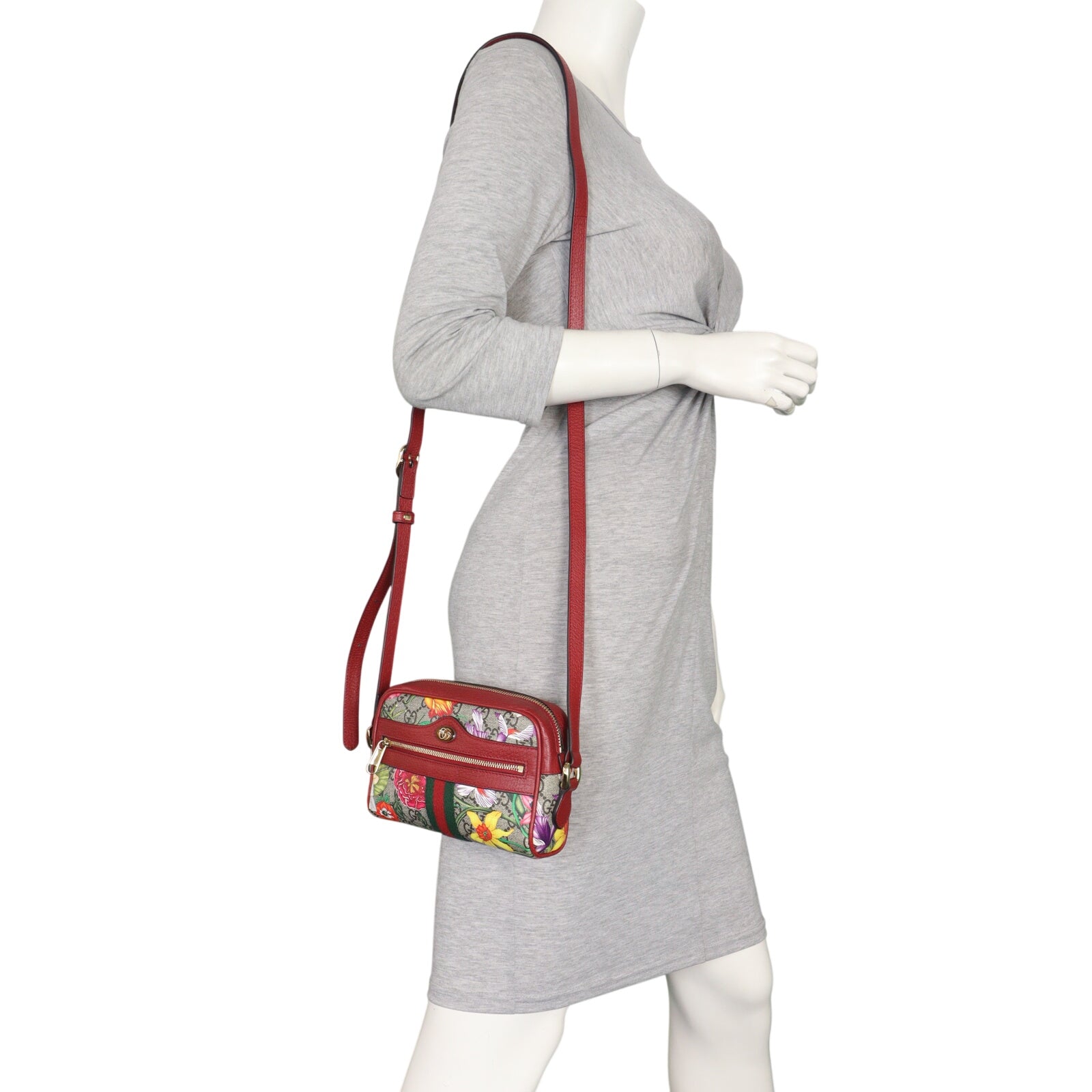 Gucci GG Supreme Ophidia Flora Mini Shoulder Bag