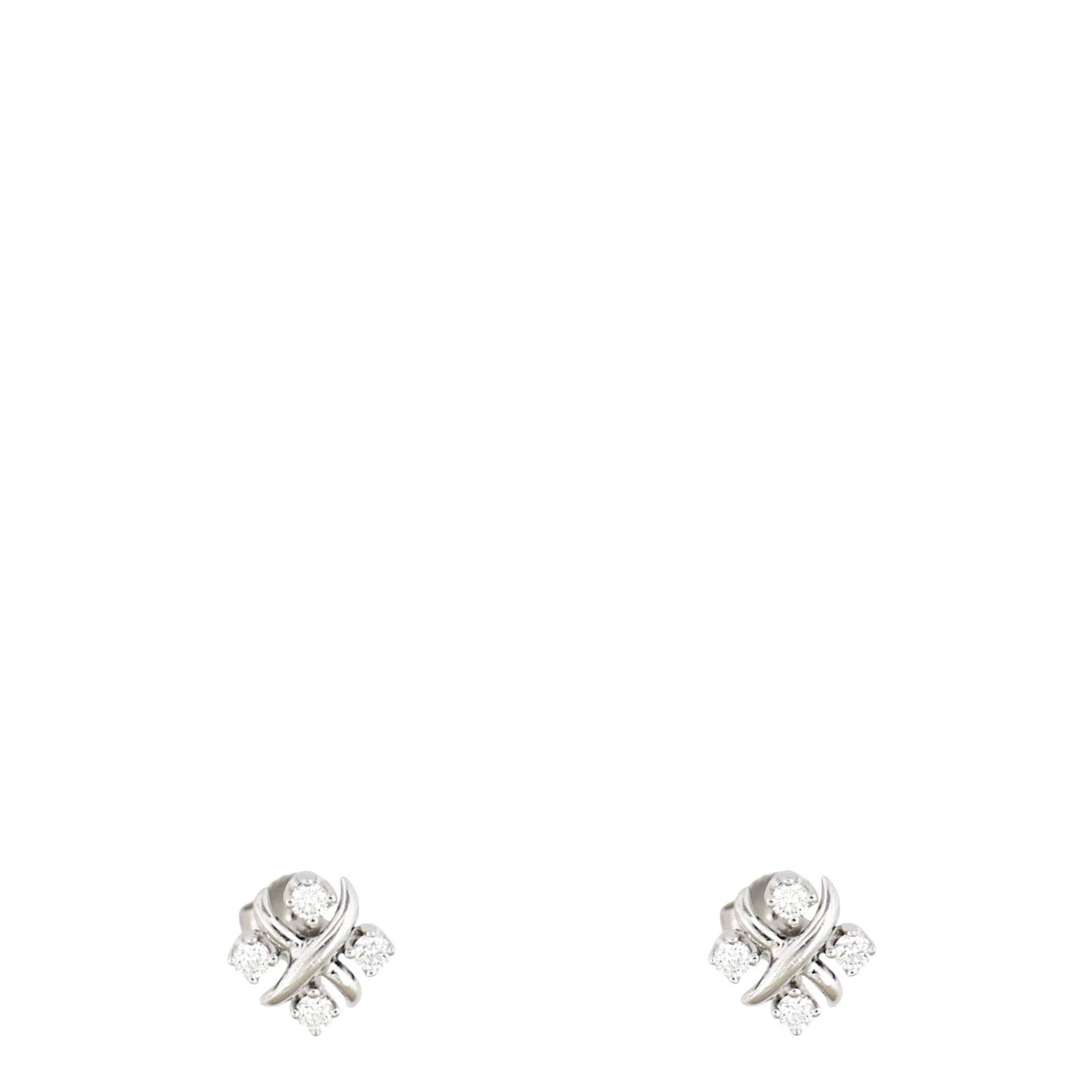 Tiffany & Co Schlumberger Diamond Platinum Lynn Stud Earrings
