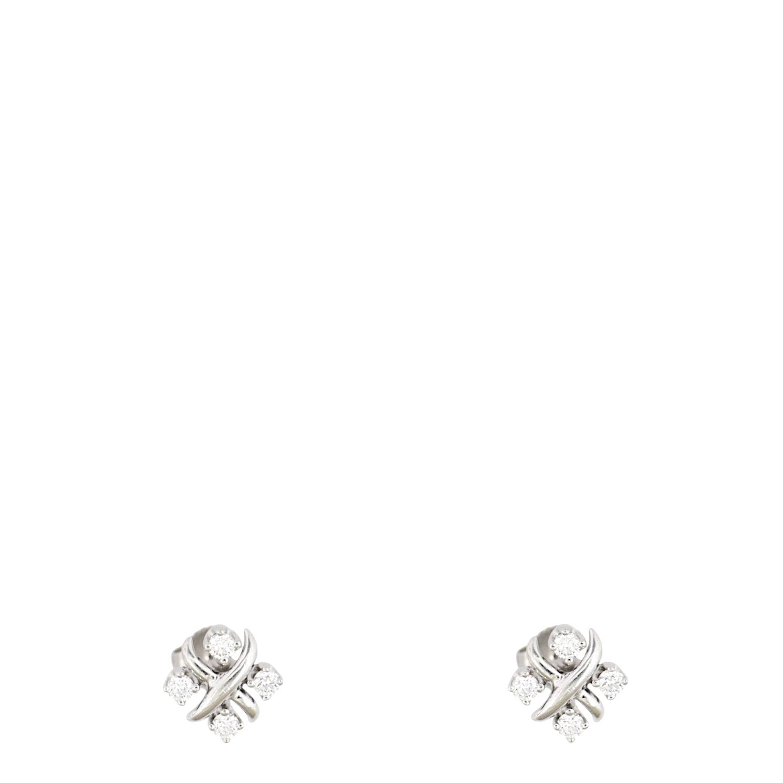 Tiffany & Co Schlumberger Diamond Platinum Lynn Stud Earrings