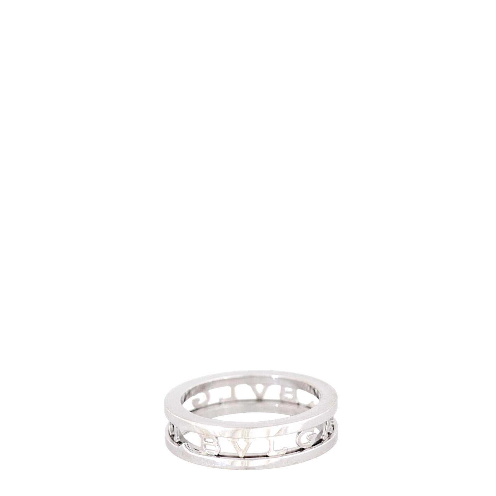 Bvlgari B.Zero1 Openwork Logo 18k White Gold Ring