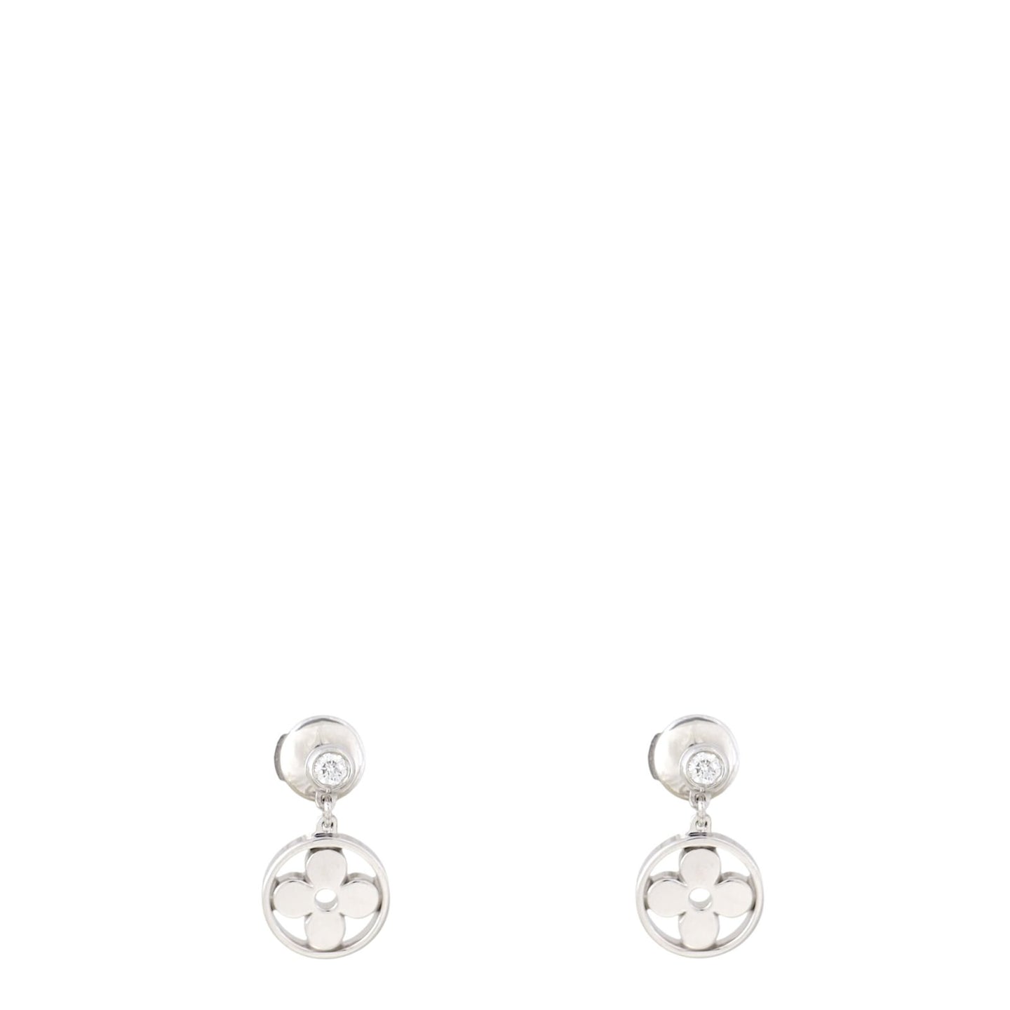 Louis Vuitton Idylle Blossom Diamond 18k White Gold Stud Earrings