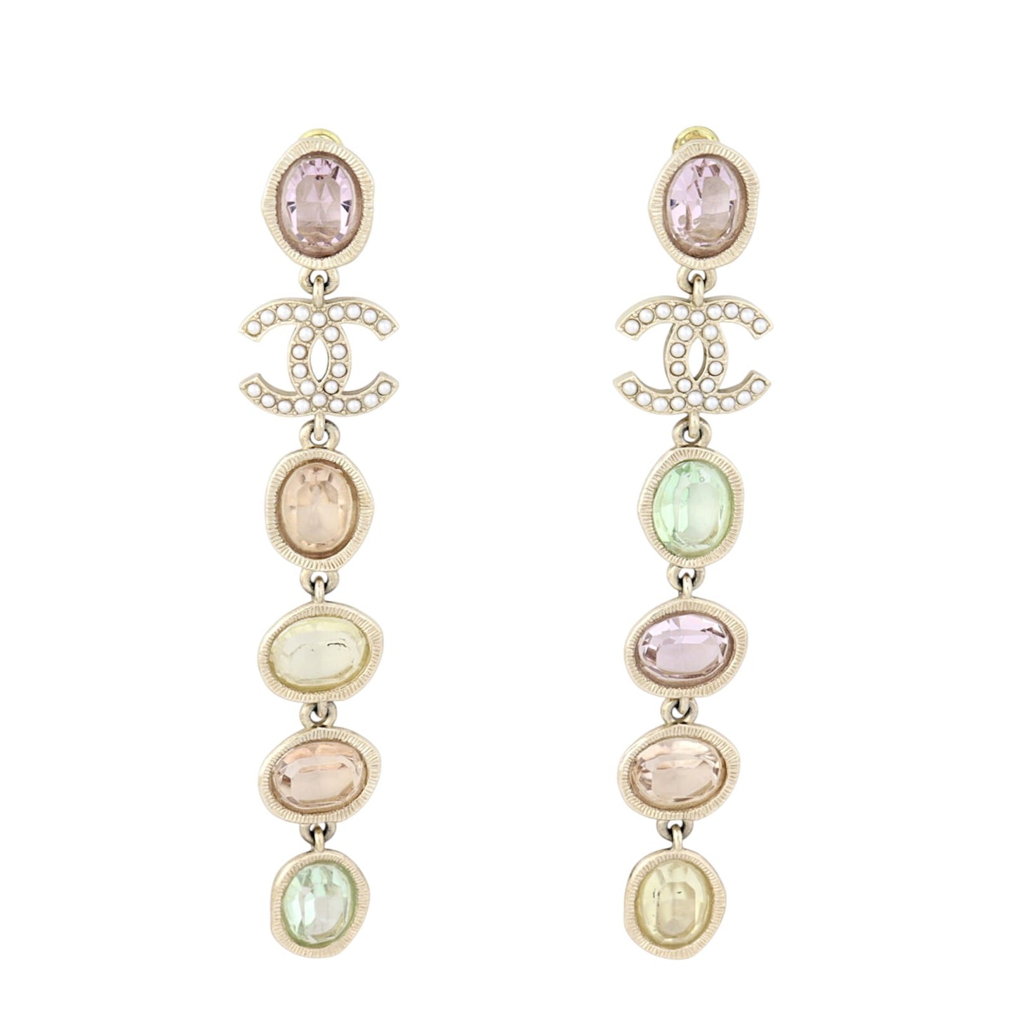 Chanel Multicoloured Crystal Drop Earrings