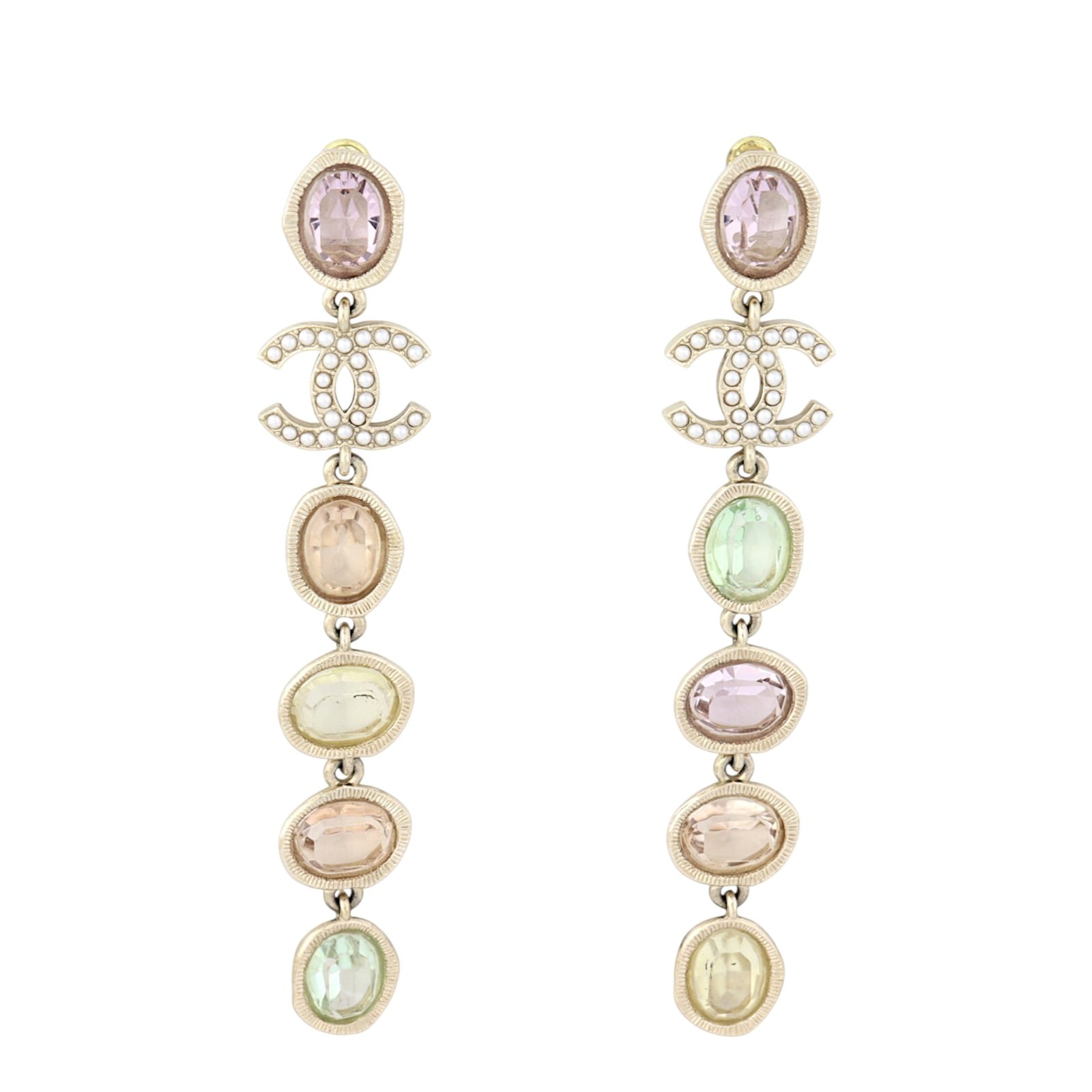 Chanel Multicoloured Crystal Drop Earrings