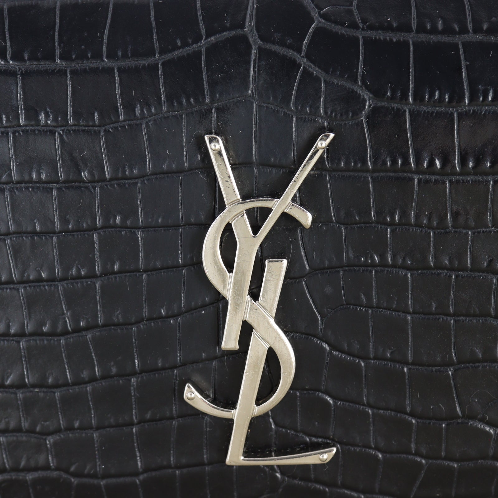 Saint Laurent Sunset Medium Croc-Embossed