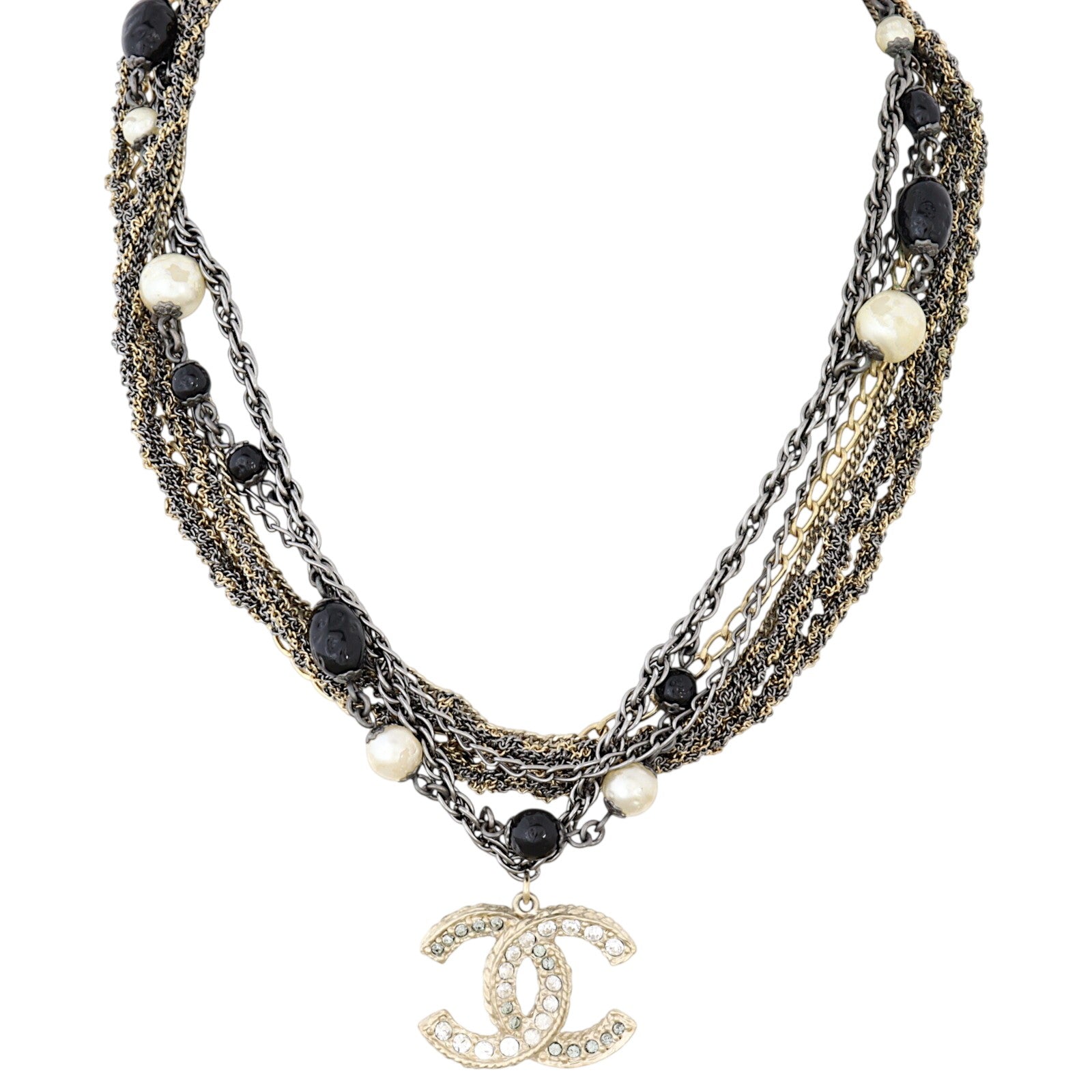 Chanel CC Pearl and Bead Multi Strand Long Necklace