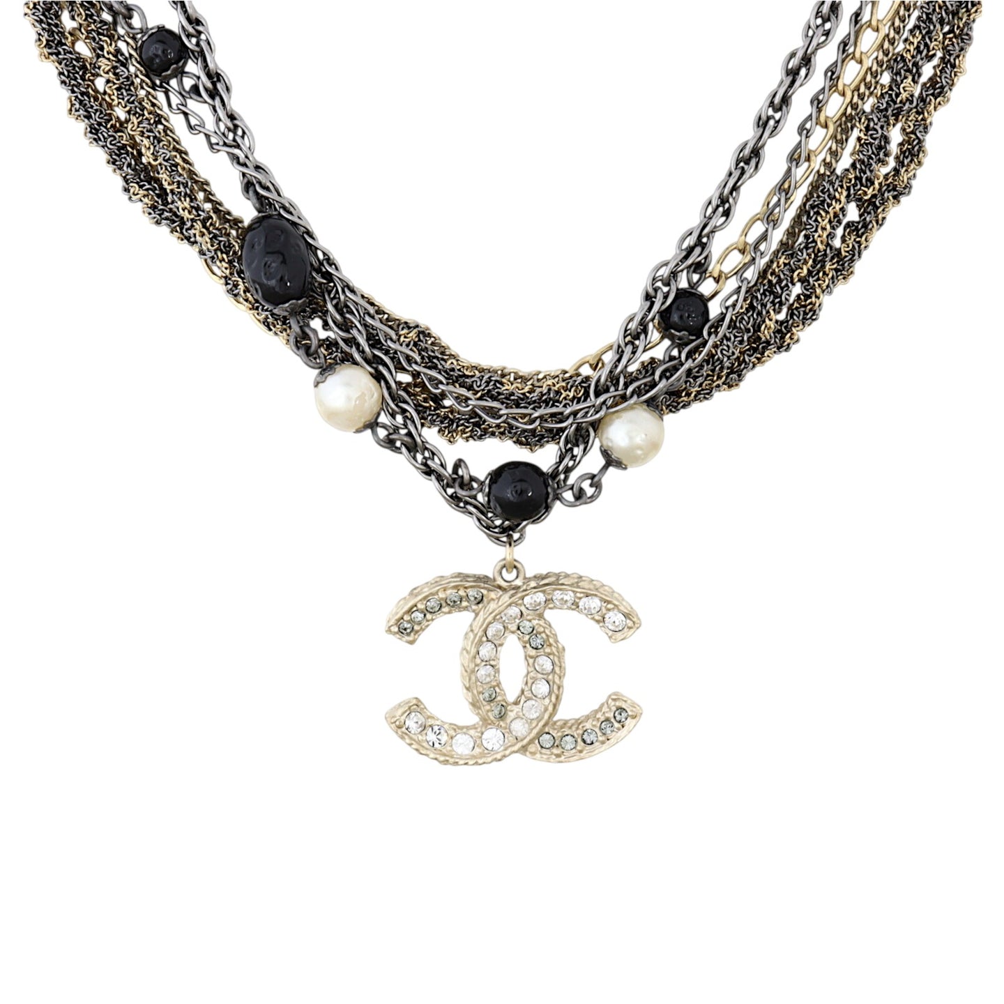 Chanel CC Pearl and Bead Multi Strand Long Necklace
