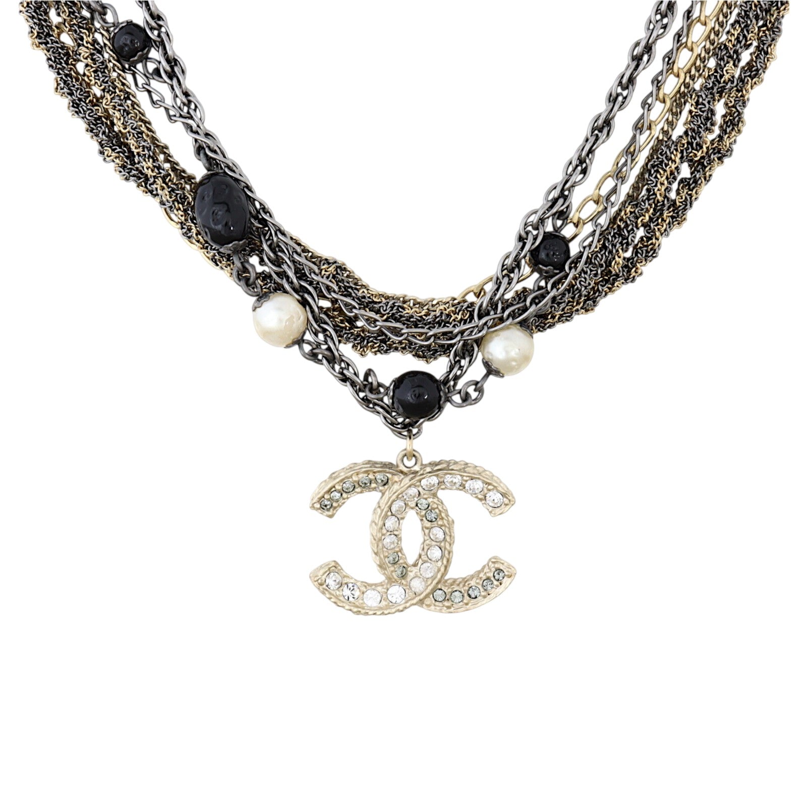 Chanel CC Pearl and Bead Multi Strand Long Necklace