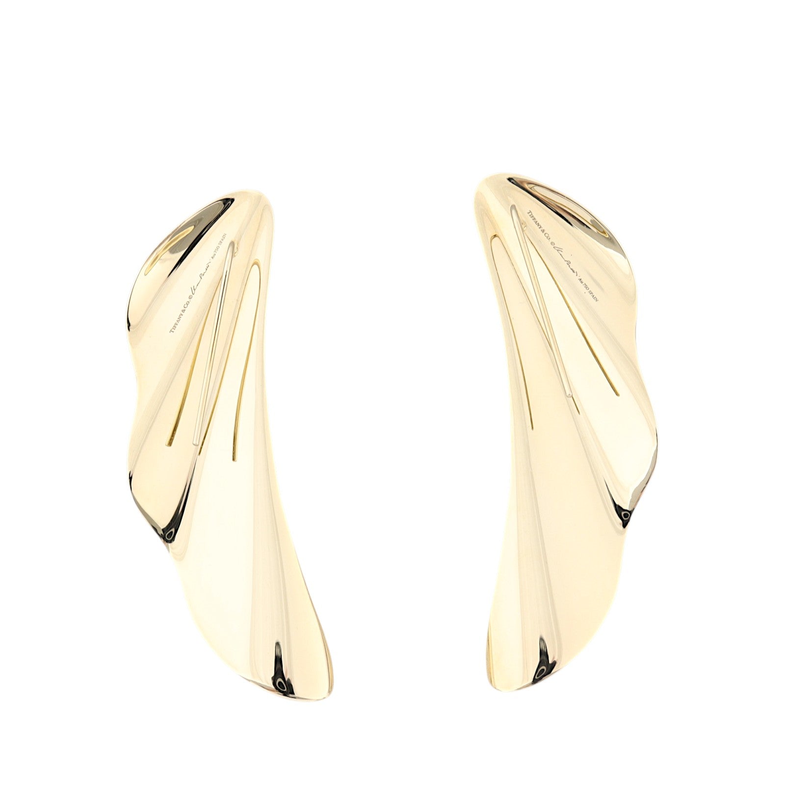 Tiffany & Co Elsa Peretti High Tide 18k Yellow Earrings Medium