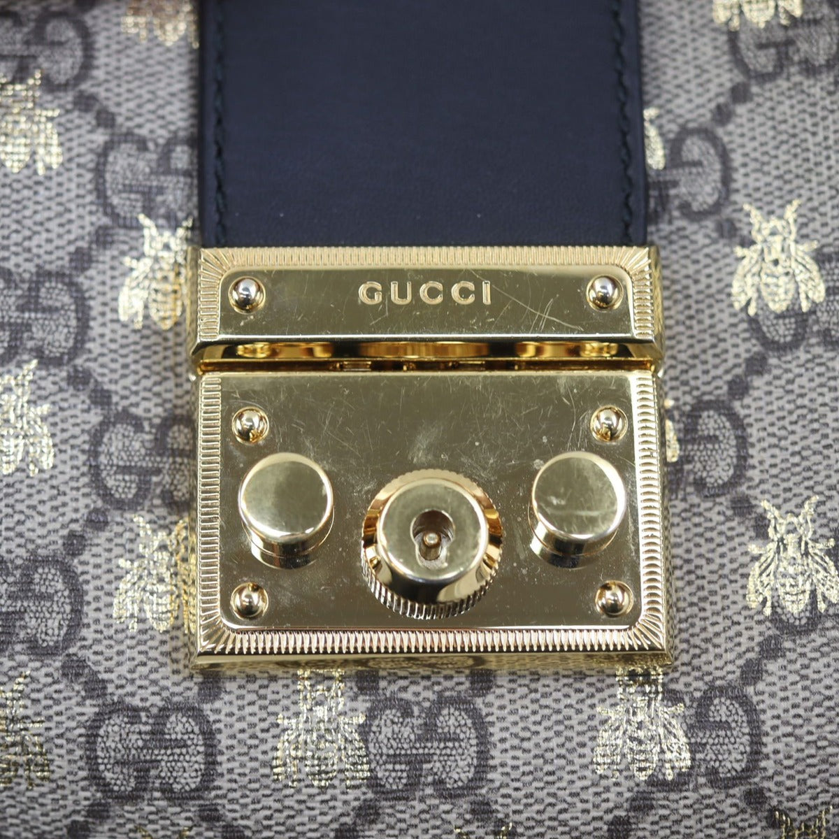 Gucci GG Supreme Bees Medium Padlock Tote Hardware

