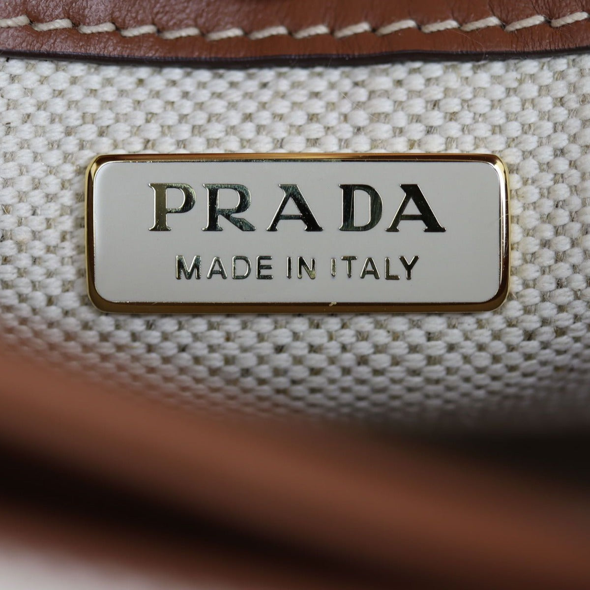 Prada Logo Plaque Shoulder Bag Stamp
