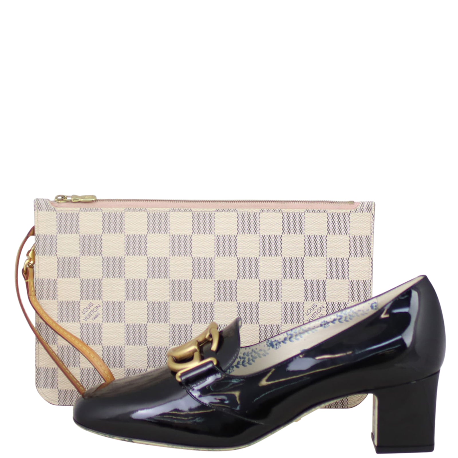 Louis Vuitton Neverfull Pochette Damier Azur Shoe