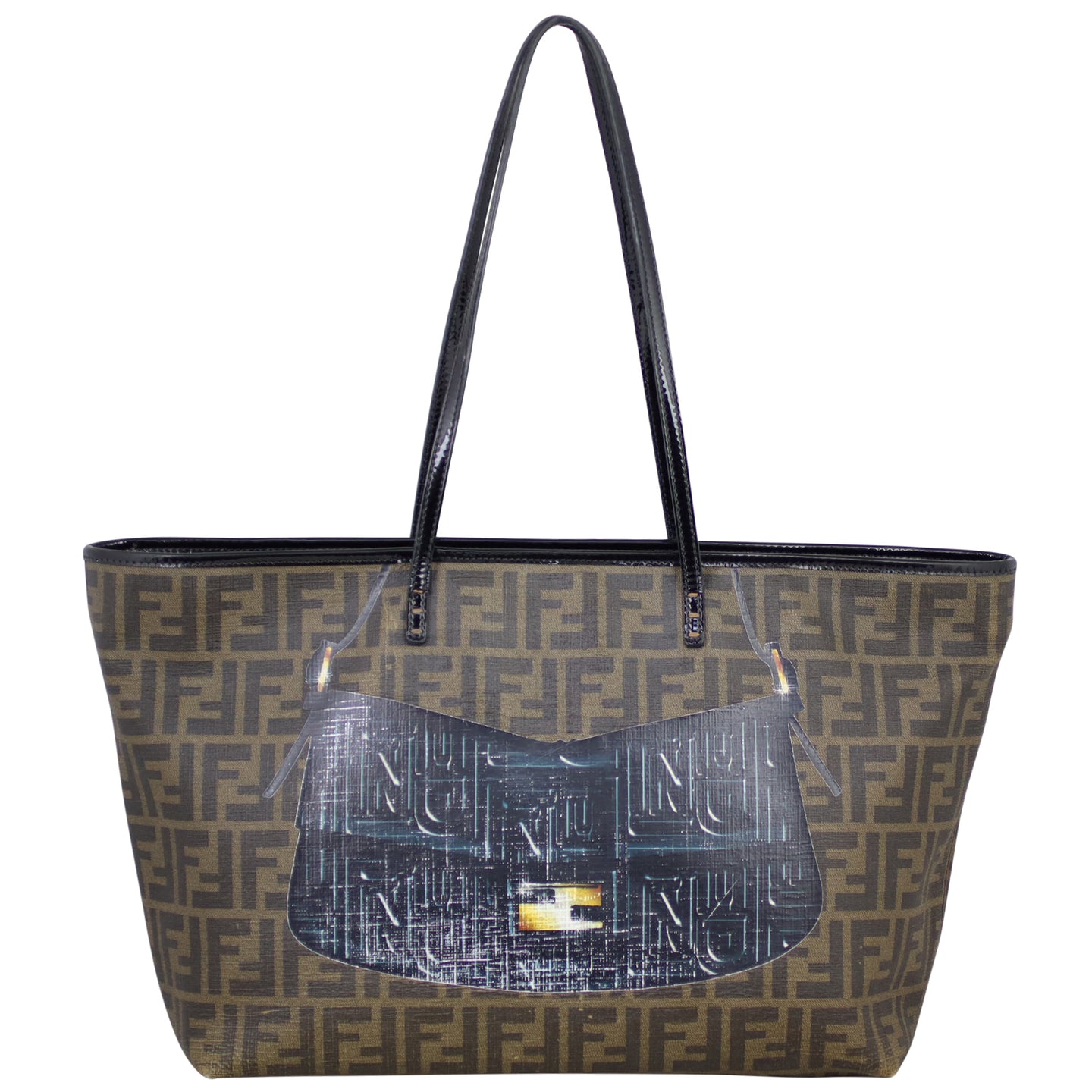 Fendi Zucca Roll Tote Mamma Baguette Print Front