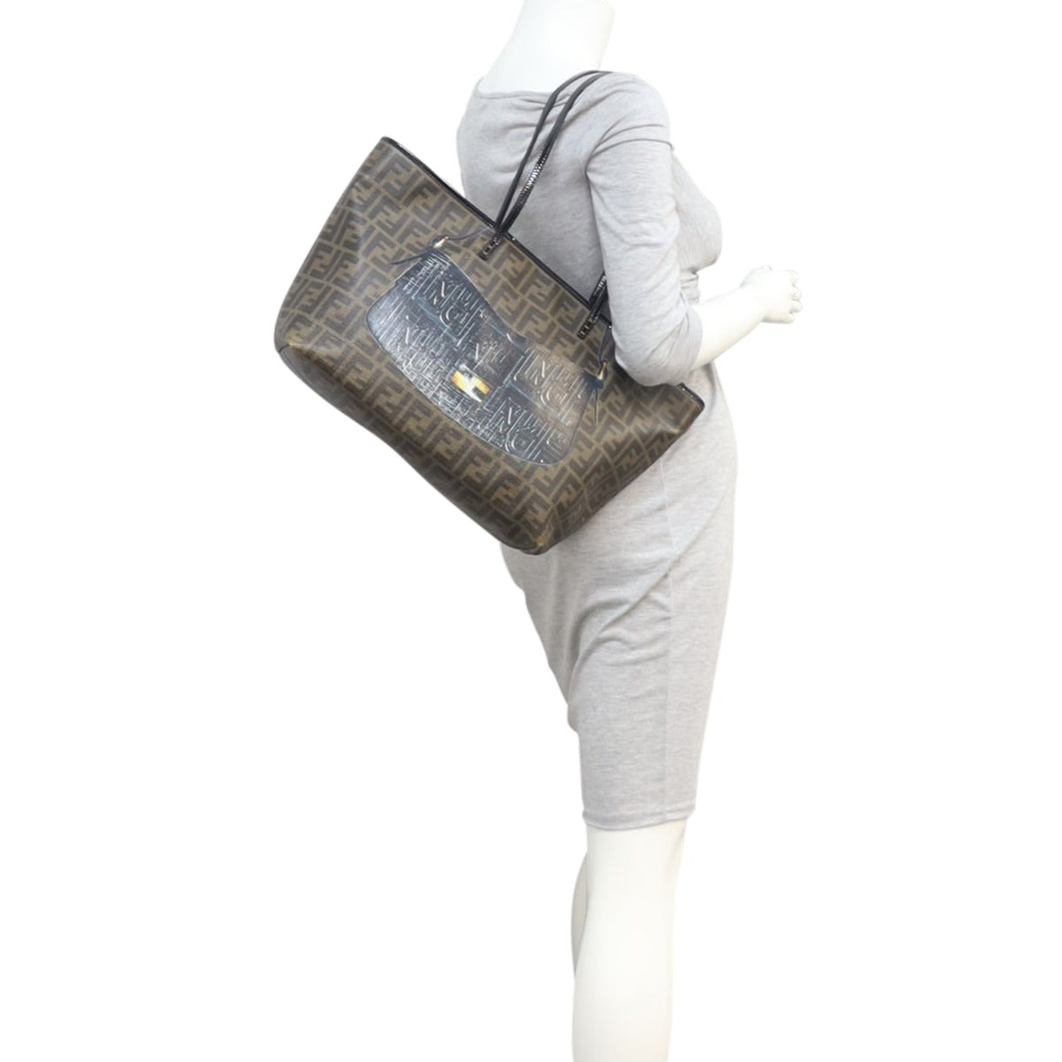 Fendi Zucca Roll Tote Mamma Baguette Print Mannequin
