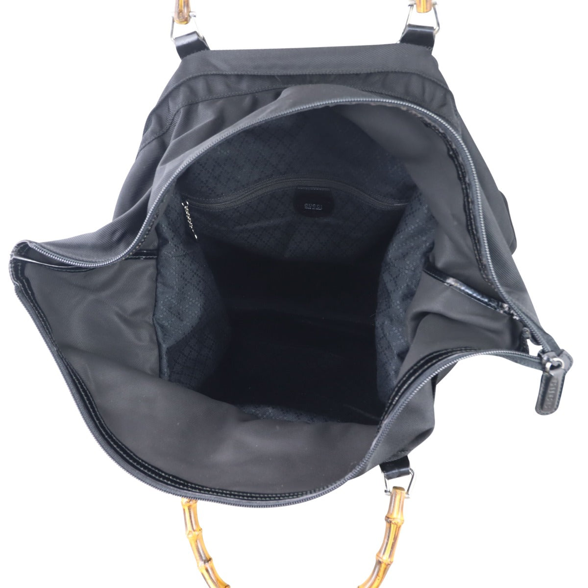 Gucci Nylon Bamboo Handle Tote Whole interior
