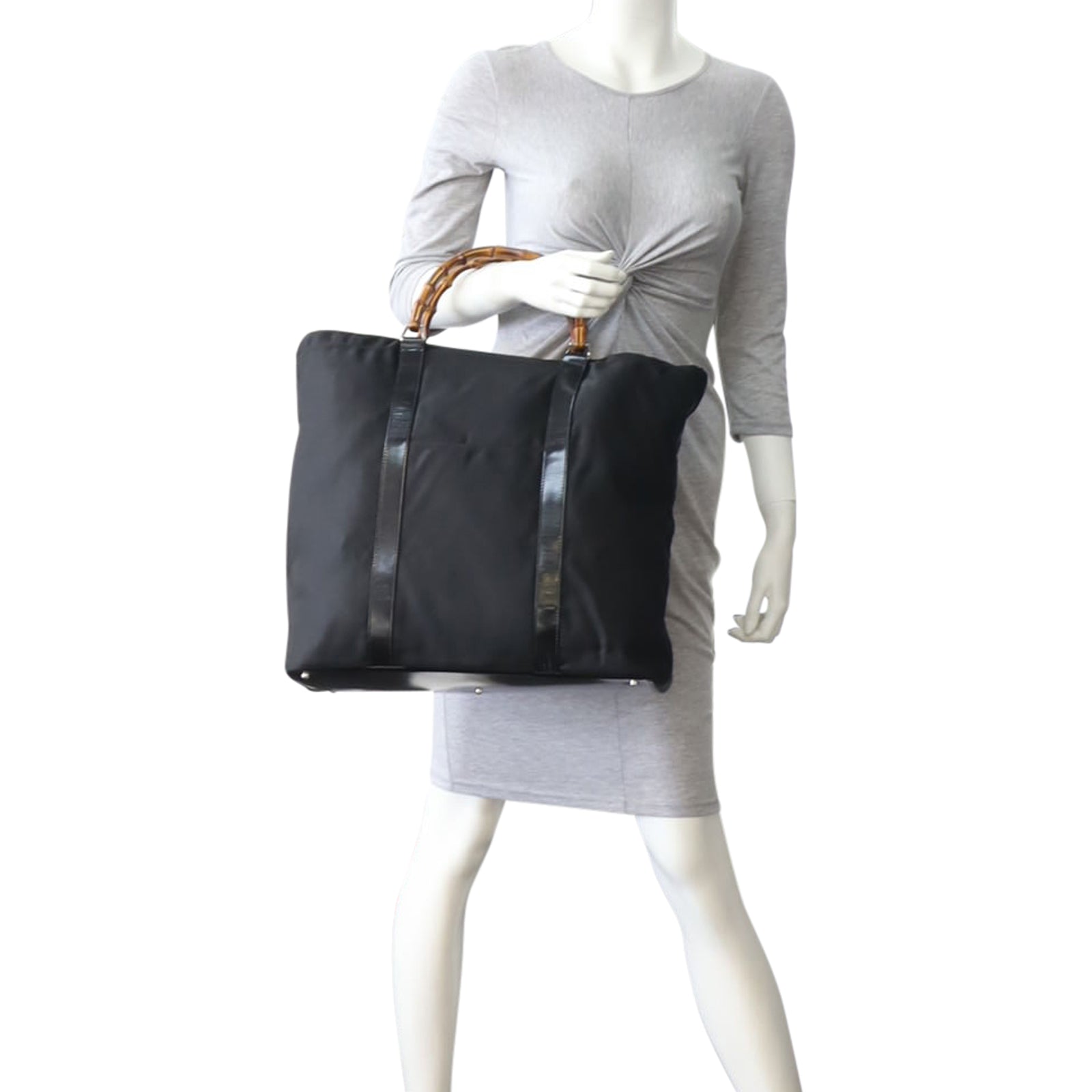 Gucci Nylon Bamboo Handle Tote Mannequin