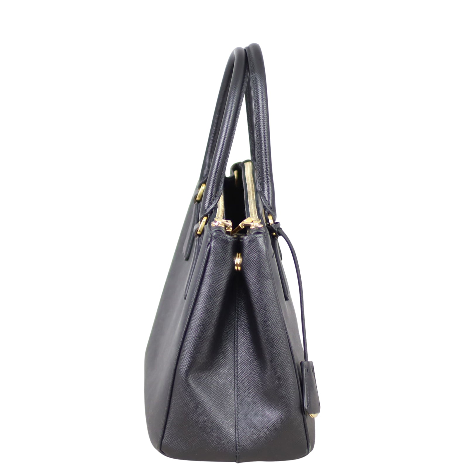Prada Saffiano Lux Galleria Double Zip Tote Small Side