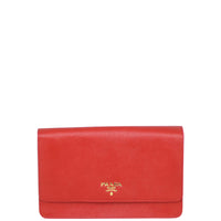 Prada Saffiano Metal Wallet on Strap Front