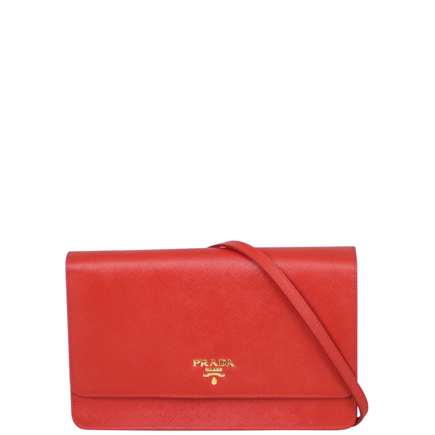 Prada Saffiano Metal Wallet on Strap Front