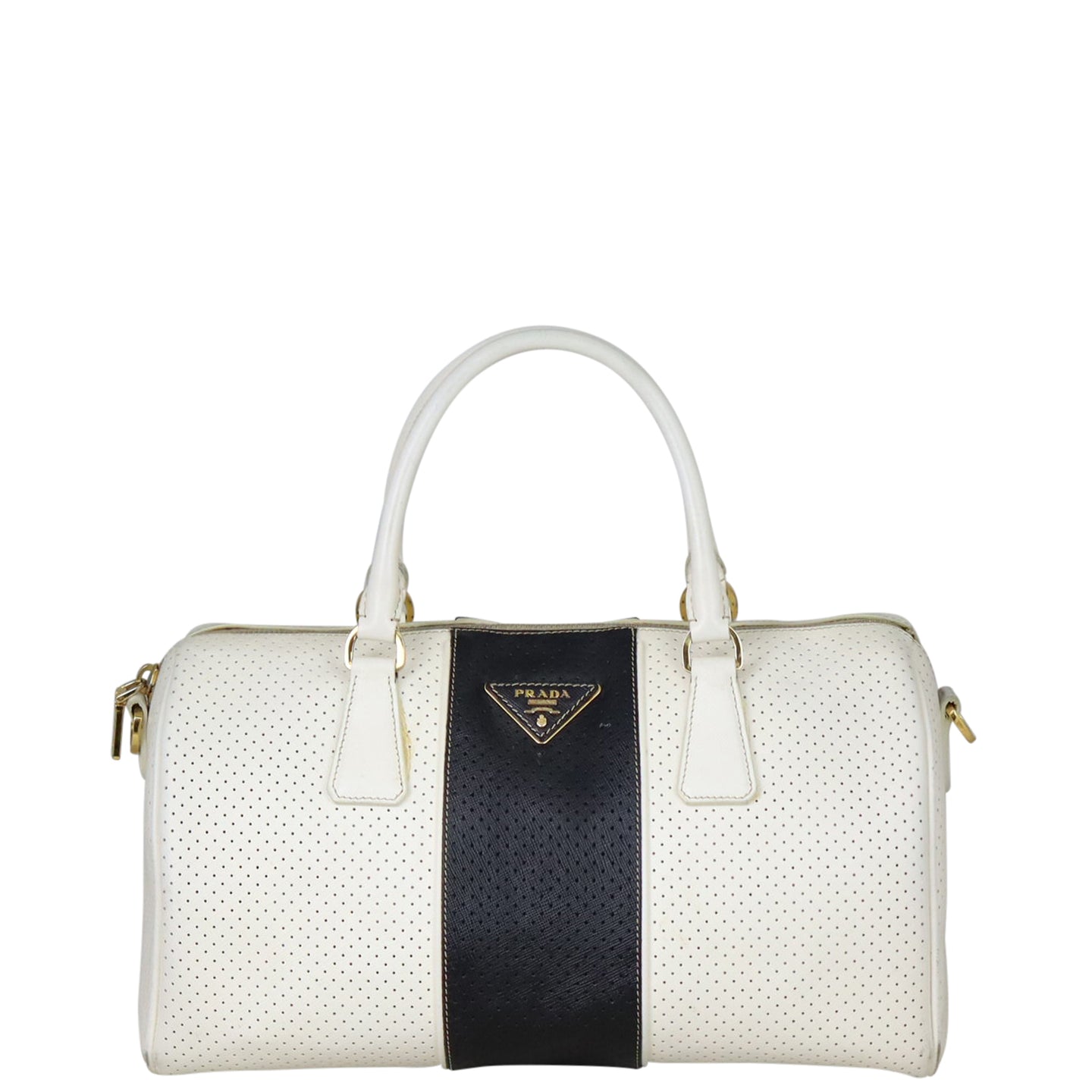 Prada Saffiano Fori Perforated Bowler Front