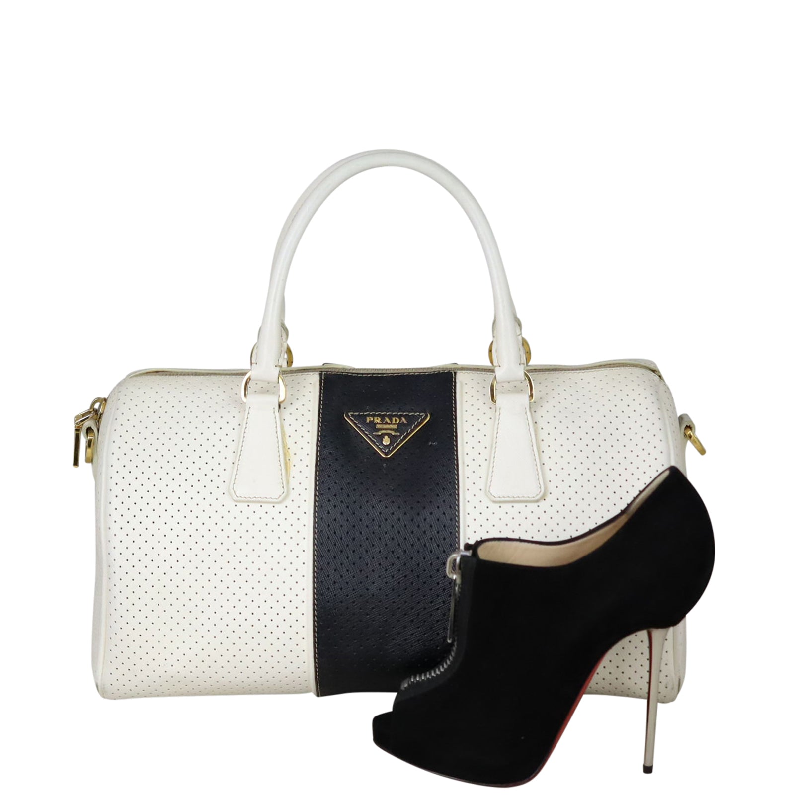 Prada Saffiano Fori Perforated Bowler Shoe