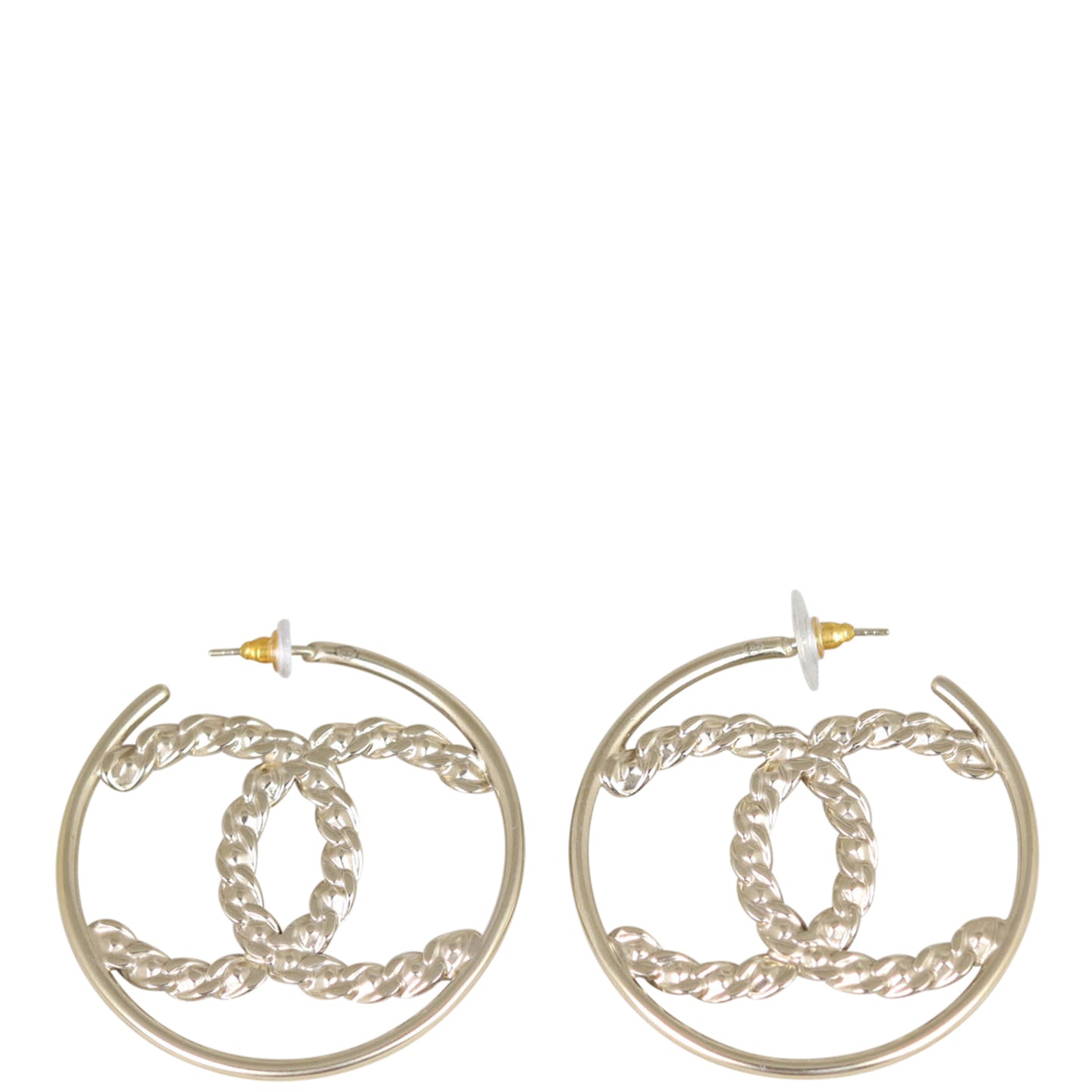 Chanel Strass CC Hoop Earrings Back