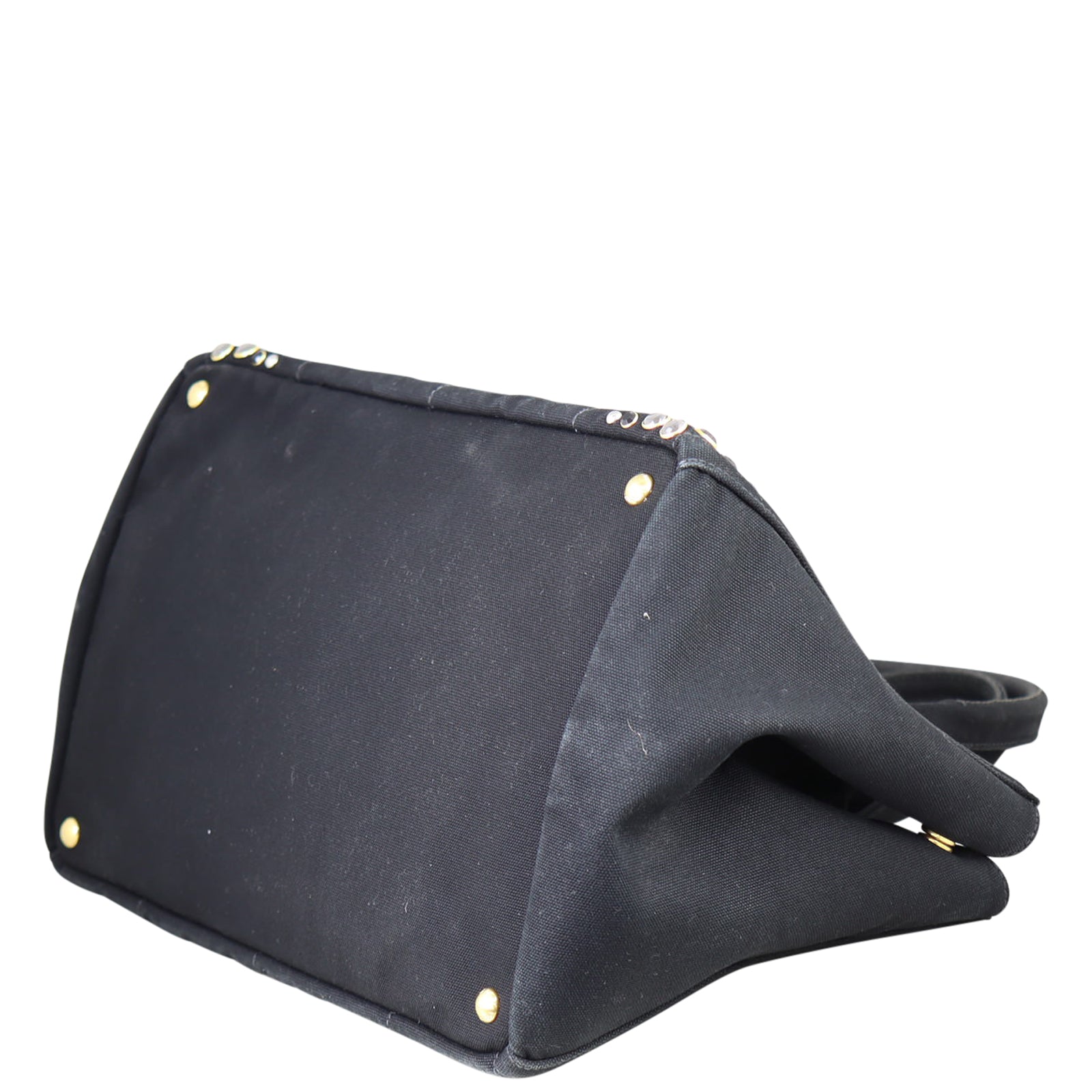 Prada Studded Canapa Tote Corner