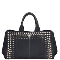 Prada Studded Canapa Tote Front